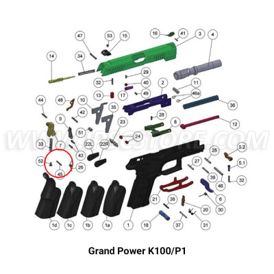 Grand Power Hammer Spring Support Pin for K100
