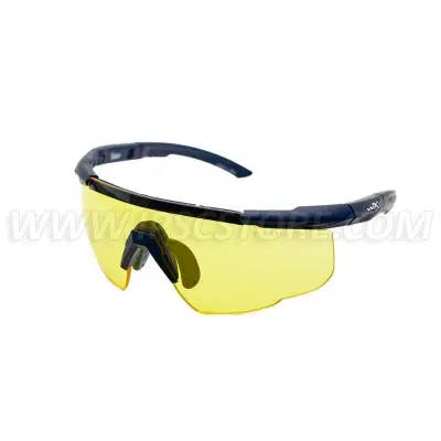 Óculos com Armação Preta Fosca Lentes Amarelas c/ Saco Wiley X 300 SABER ADV