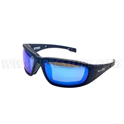 Óculos com Armação Preta Fosca Lentes Azuis Espelhadas Captative Wiley X CCBOS09 BOSS